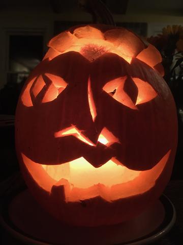 Halloween pumpkin that grew on the compost pile