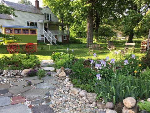 View from patio to house